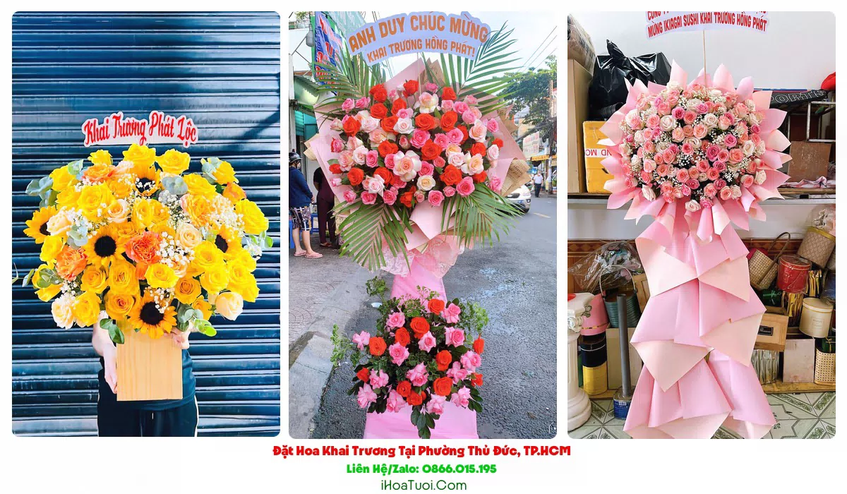 Lẵng hoa chúc mừng khai trương Phường Thủ Đức