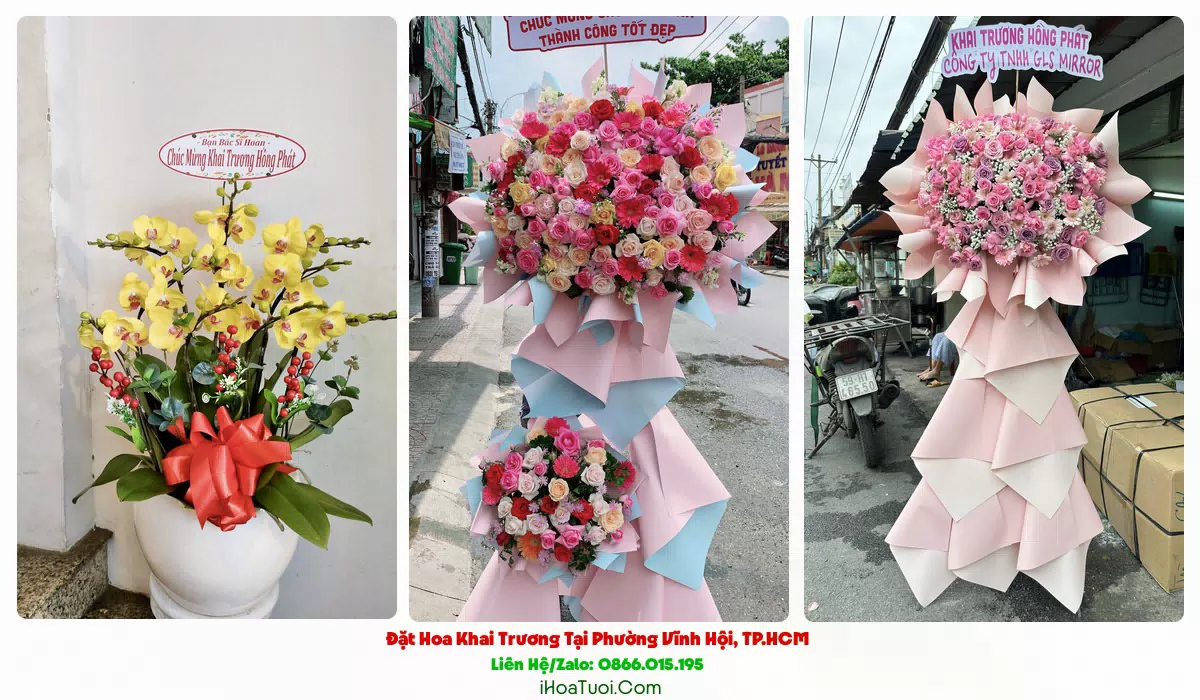 Lẵng hoa chúc mừng khai trương tại Phường Vĩnh Hội