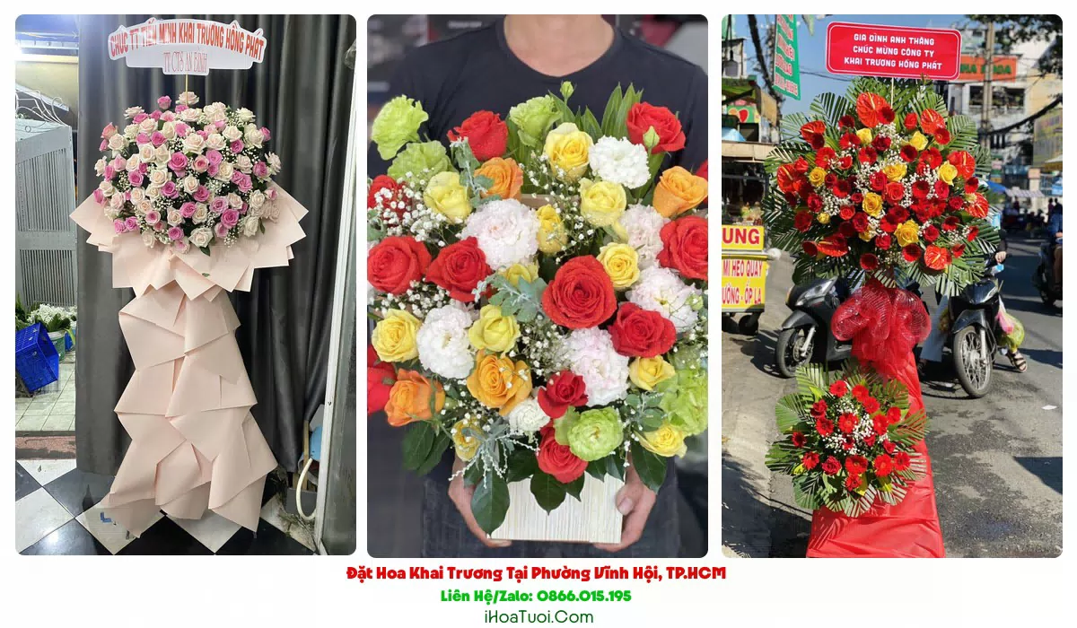 Kệ hoa 2 tầng chúc mừng khai trương Phường Vĩnh Hội