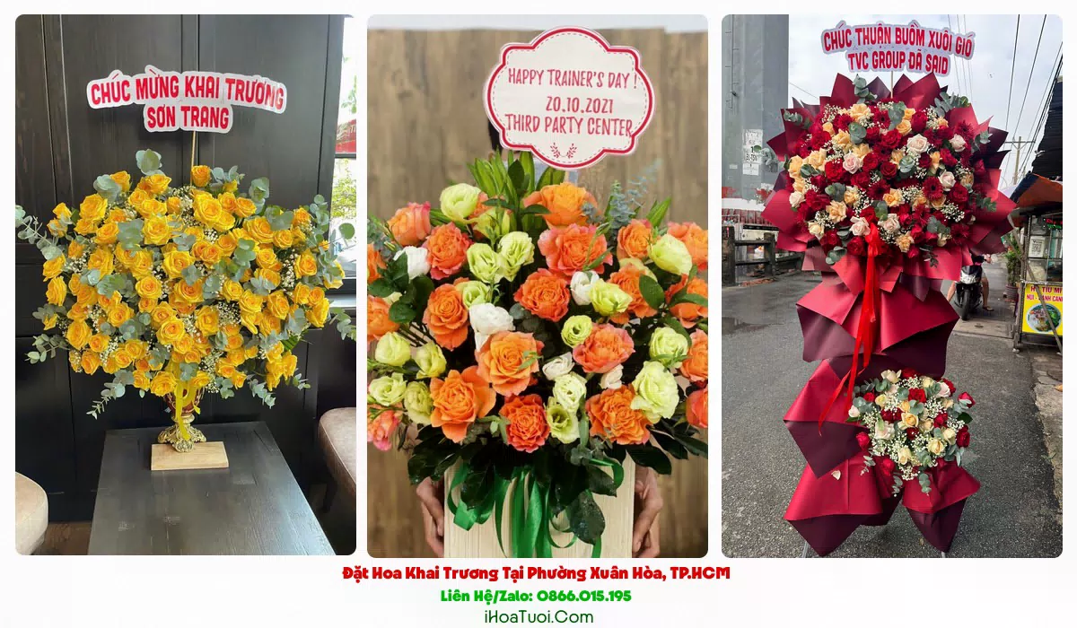 Kệ hoa khai trương Phường Xuân Hòa