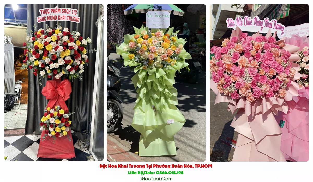 Kệ hoa khai trương 2 tầng Phường Xuân Hòa