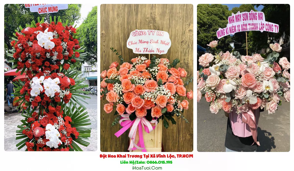 Kệ hoa khai trương Xã Vĩnh Lộc nhiều mẫu tươi rực rỡ