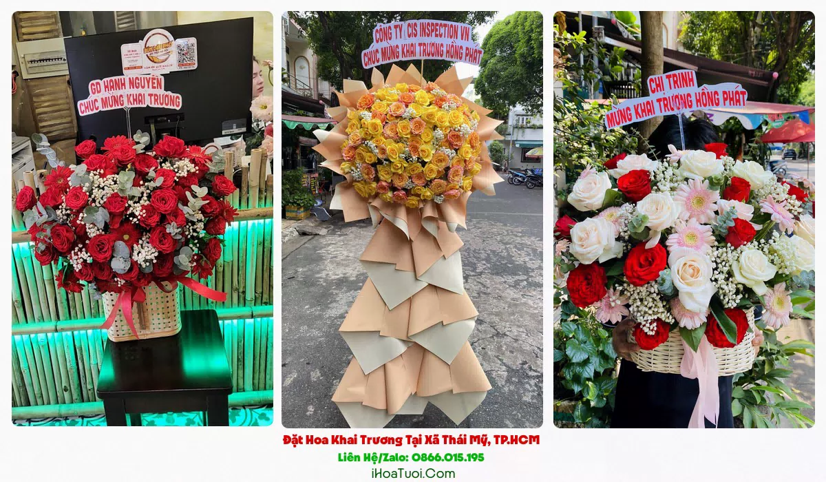 Băng rôn chúc mừng khai trương tại Thái Mỹ, Củ Chi