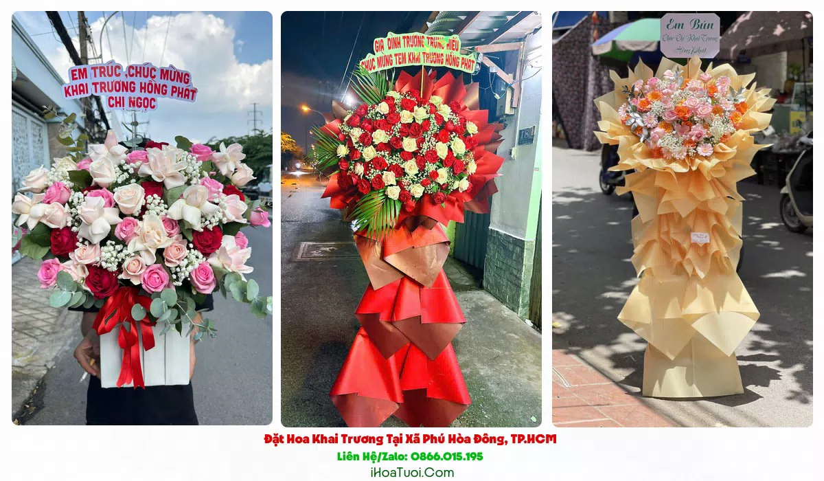 Kệ hoa khai trương Xã Phú Hòa Đông