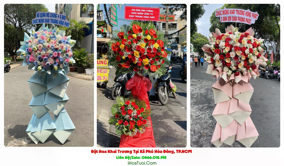 Lẵng hoa khai trương giao tại Xã Phú Hòa Đông, Huyện Củ Chi