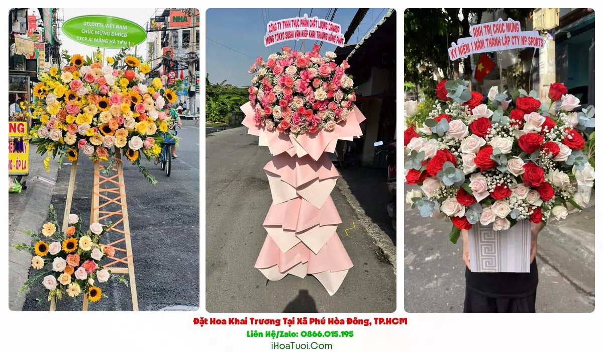 Kệ hoa khai trương 2 tầng tại Xã Phú Hòa Đông
