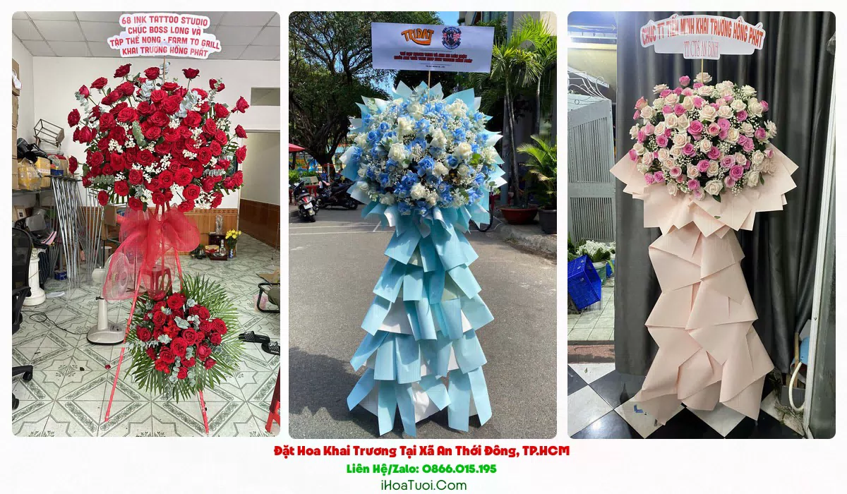 Kệ hoa khai trương Xã An Thới Đông