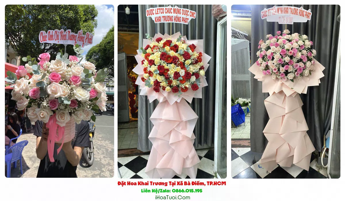 Giỏ hoa khai trương để bàn tại Xã Bà Điểm