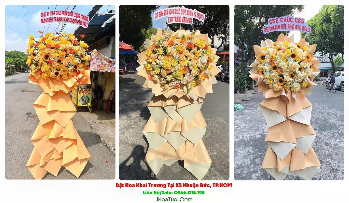 Giỏ hoa khai trương để bàn tại Xã Nhuận Đức