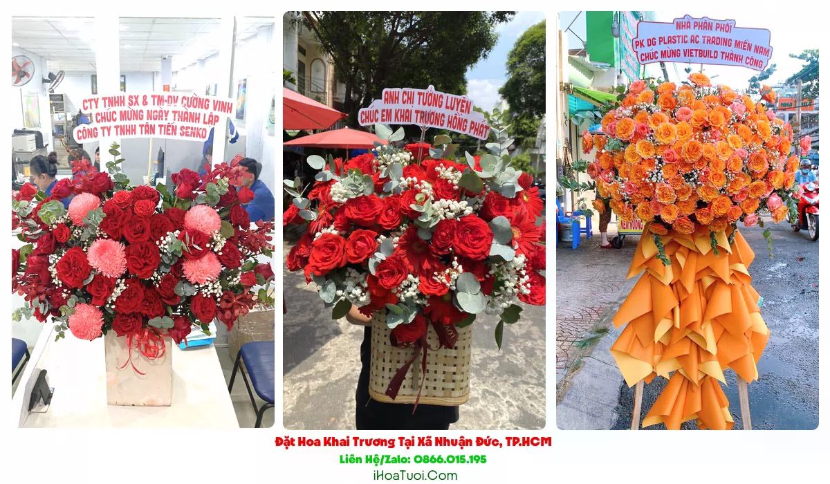 Lẵng hoa chúc mừng khai trương tại Xã Nhuận Đức