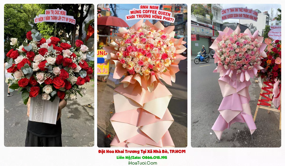 Kệ hoa khai trương Xã Nhà Bè