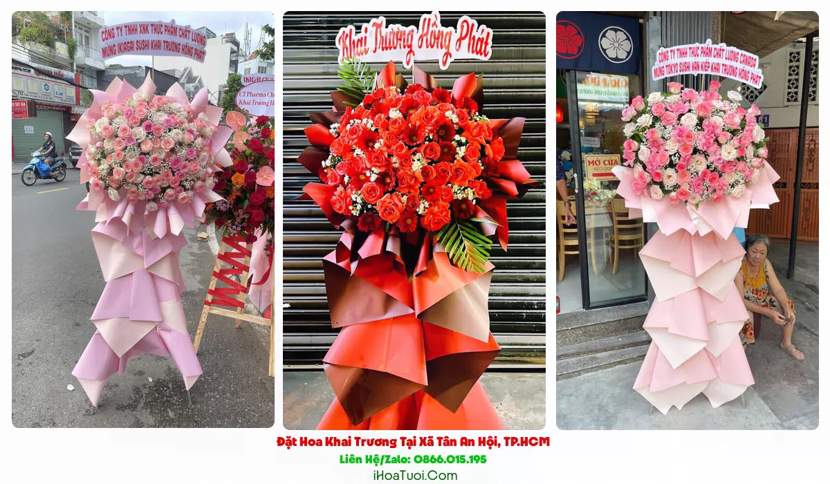 Kệ hoa khai trương 2 tầng tại xã Tân An Hội