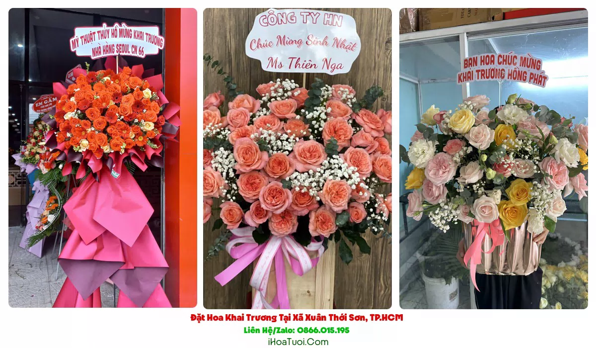 Lẵng hoa khai trương đẹp cho Xã Xuân Thới Sơn