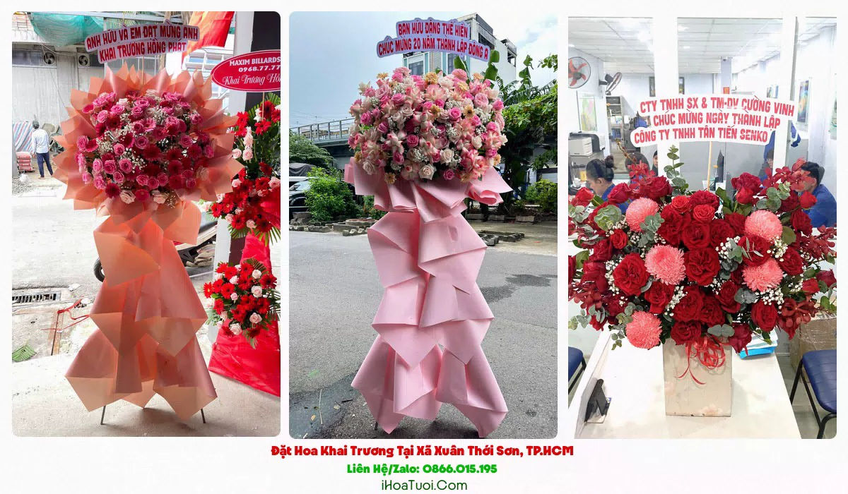 Kệ hoa chúc mừng khai trương hồng phát Xã Xuân Thới Sơn