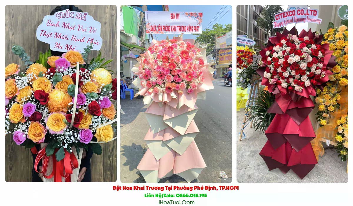 Kệ hoa khai trương Phường Phú Định