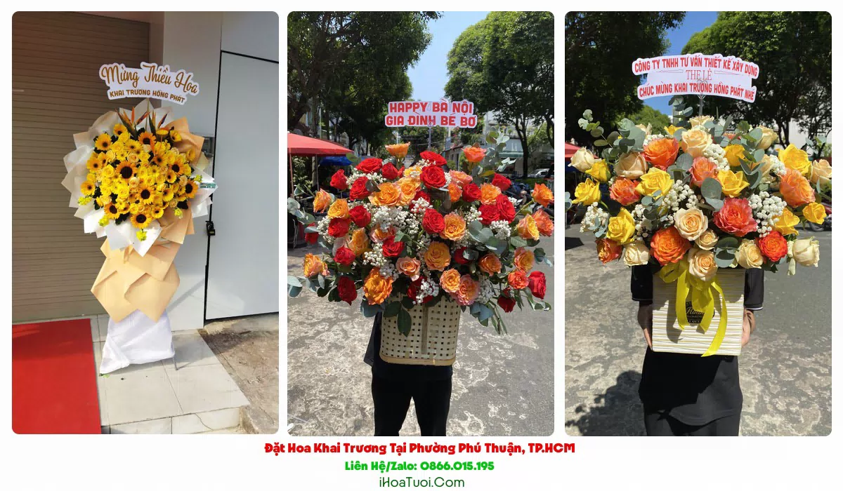 Kệ hoa khai trương 2 tầng tại Phường Phú Thuận