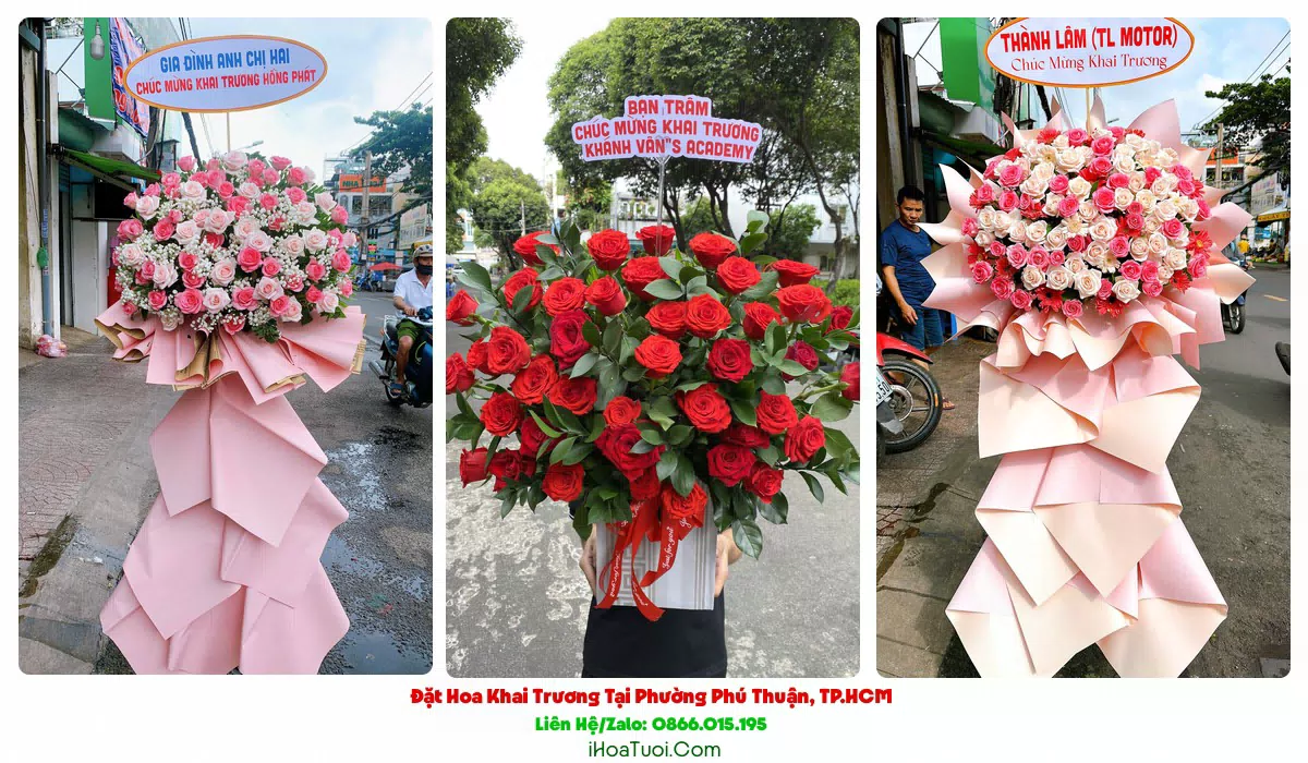 Mẫu kệ hoa khai trương đẹp tại Phường Phú Thuận Quận 7 cũ