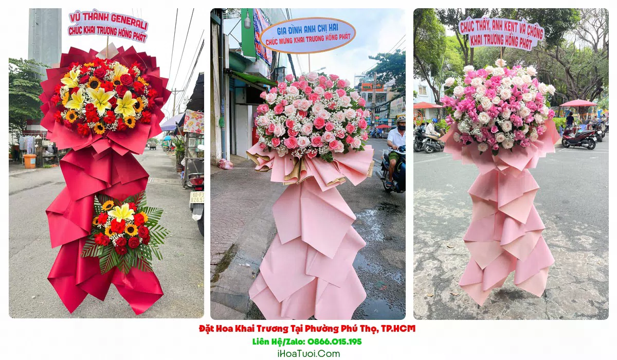 Kệ hoa khai trương Phường Phú Thọ