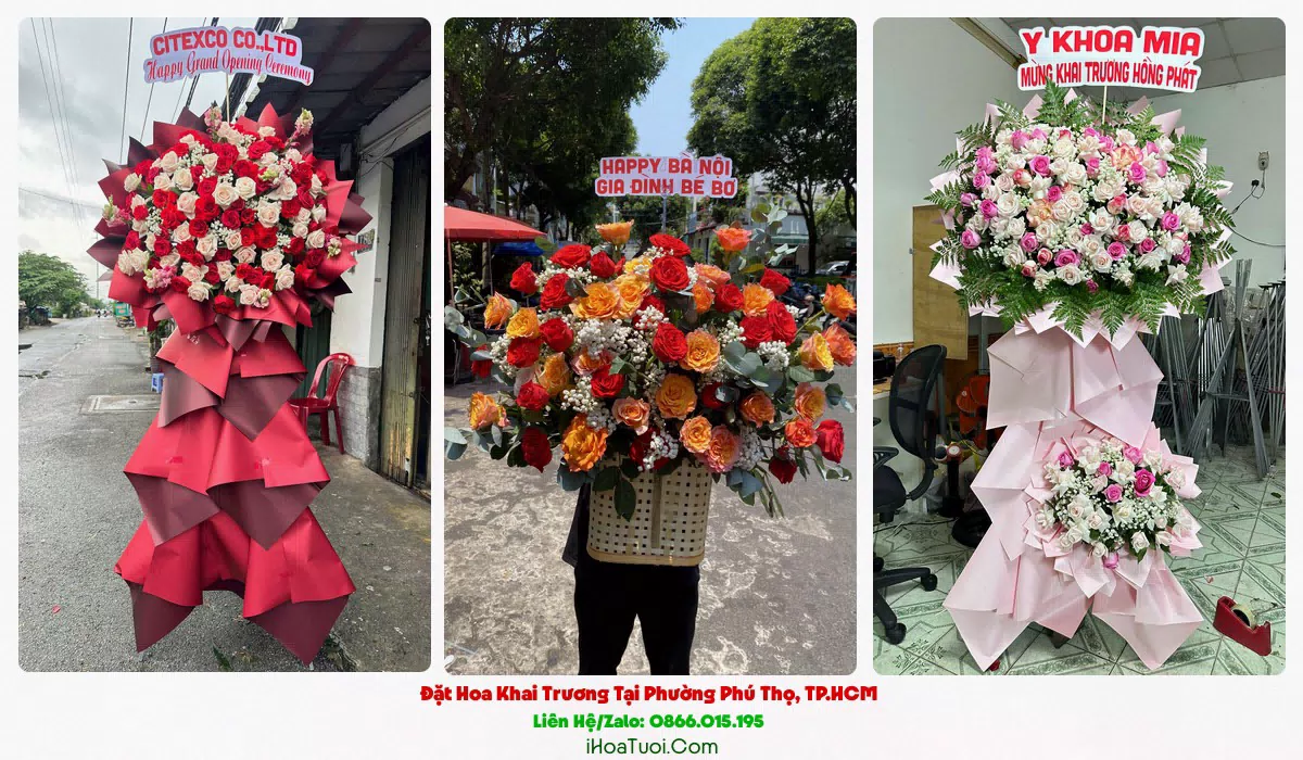 Giỏ hoa khai trương Phường Phú Thọ