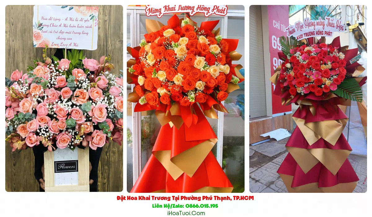 Kệ hoa khai trương Phường Phú Thạnh