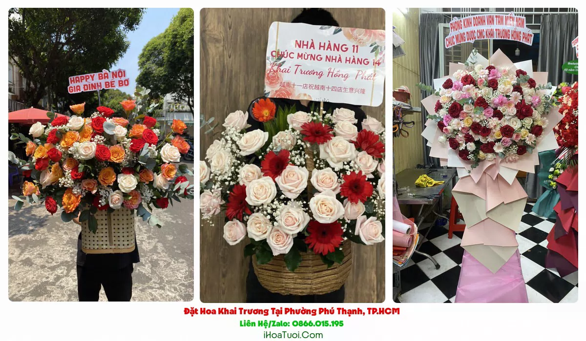 Lẵng hoa khai trương Phường Phú Thạnh