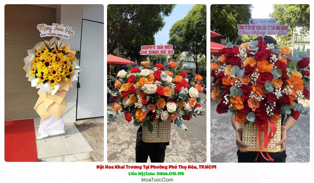 Kệ hoa khai trương 2 tầng tại Phường Phú Thọ Hòa