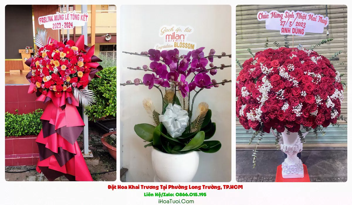 Giỏ hoa khai trương để bàn tại Phường Long Trường