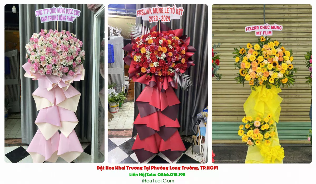 Kệ hoa khai trương giao tận nơi khu vực Phường Long Trường