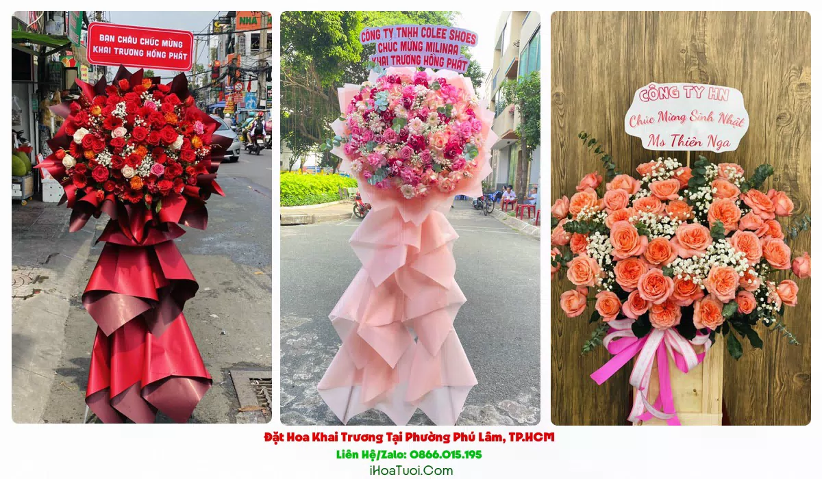 Lẵng hoa chúc mừng khai trương tại Phường Phú Lâm