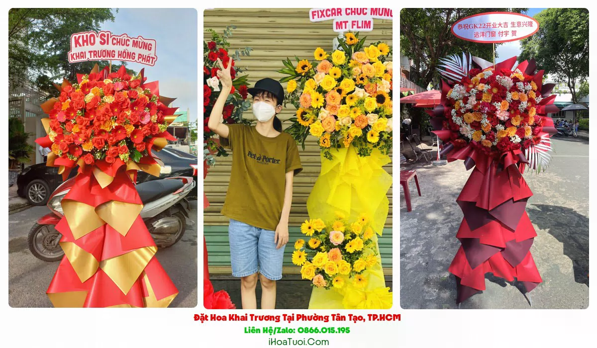 Lẵng hoa chúc mừng khai trương công ty Phường Tân Tạo