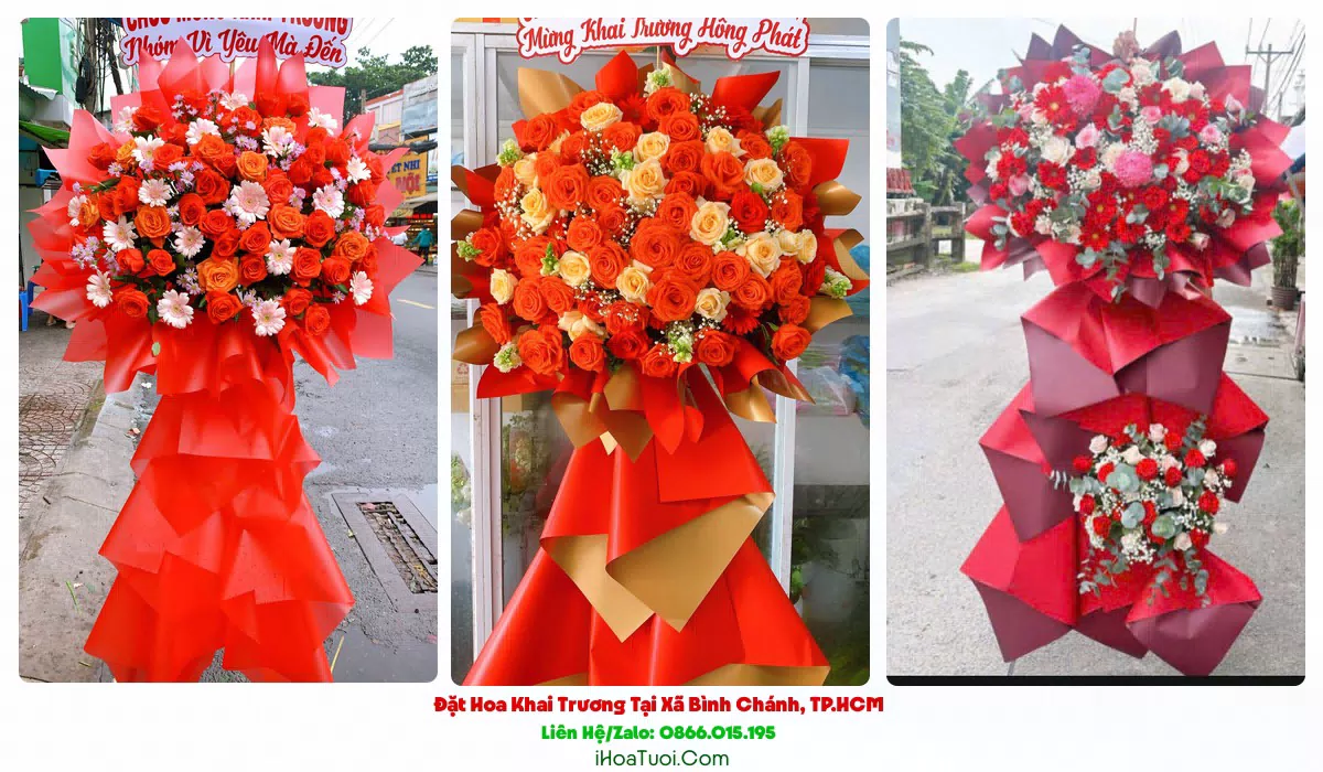Băng rôn chúc mừng khai trương Xã Bình Chánh