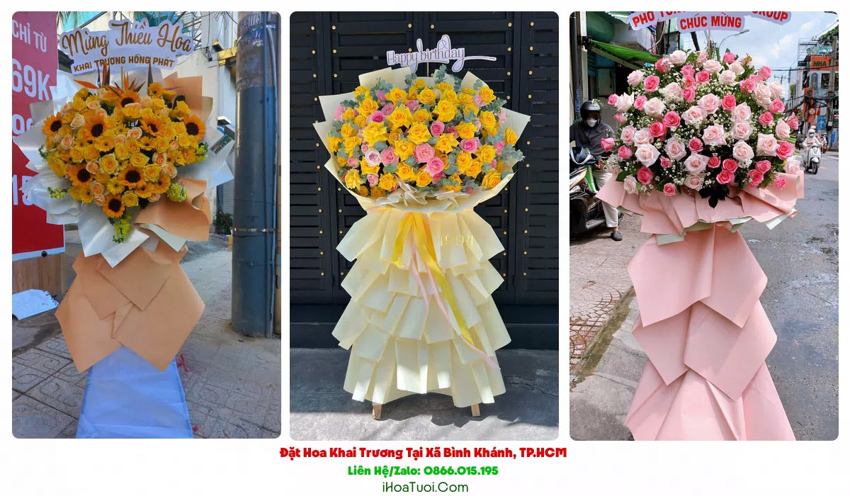 Hoa khai trương cửa hàng công ty tại Xã Bình Khánh