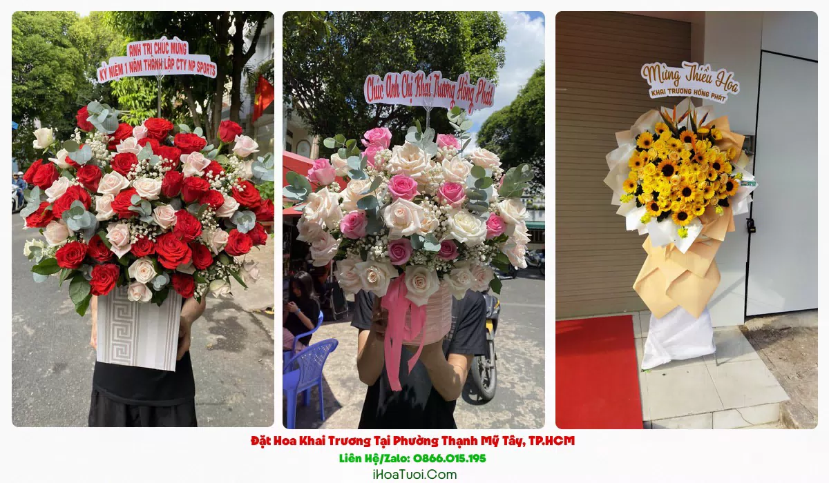 Kệ hoa khai trương 2 tầng Phường Thạnh Mỹ Tây