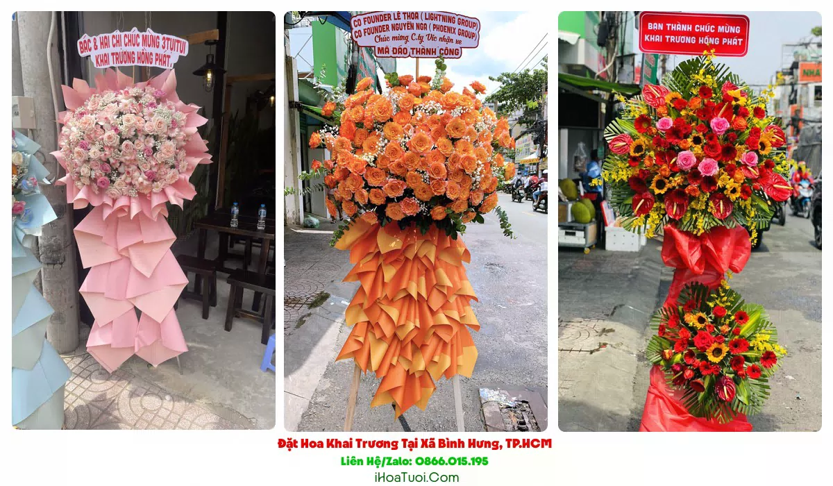 Kệ hoa khai trương 2 tầng tại Xã Bình Hưng