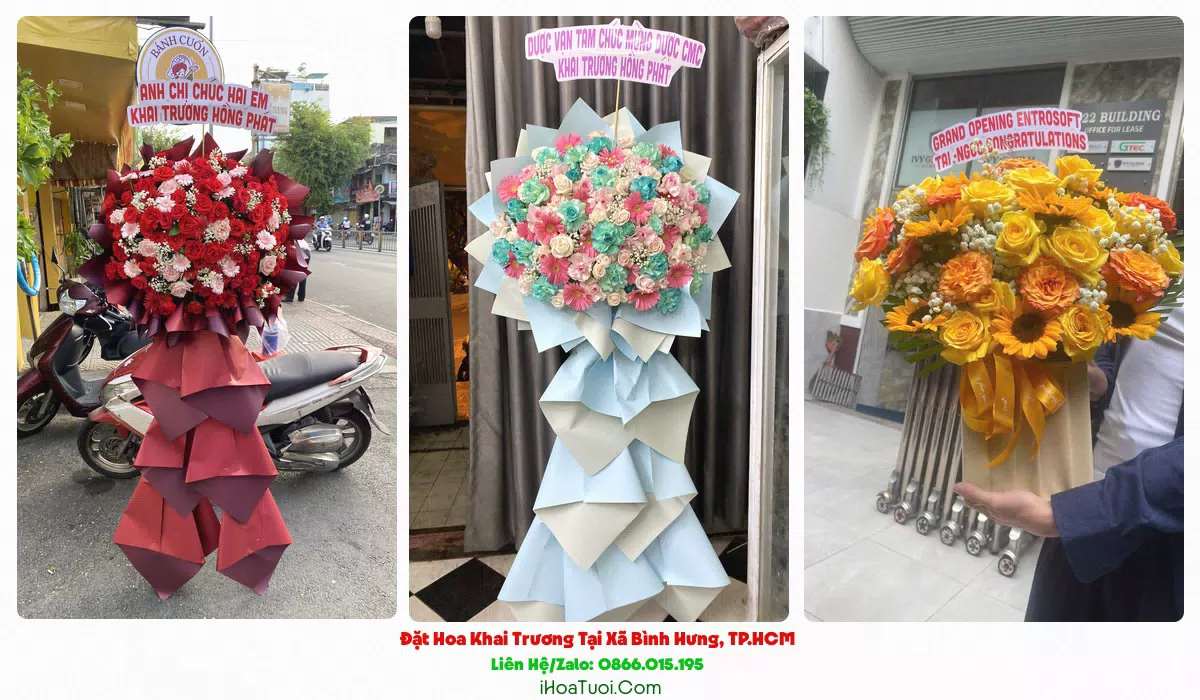 Giao hoa khai trương đúng giờ tại Xã Bình Hưng, Bình Chánh