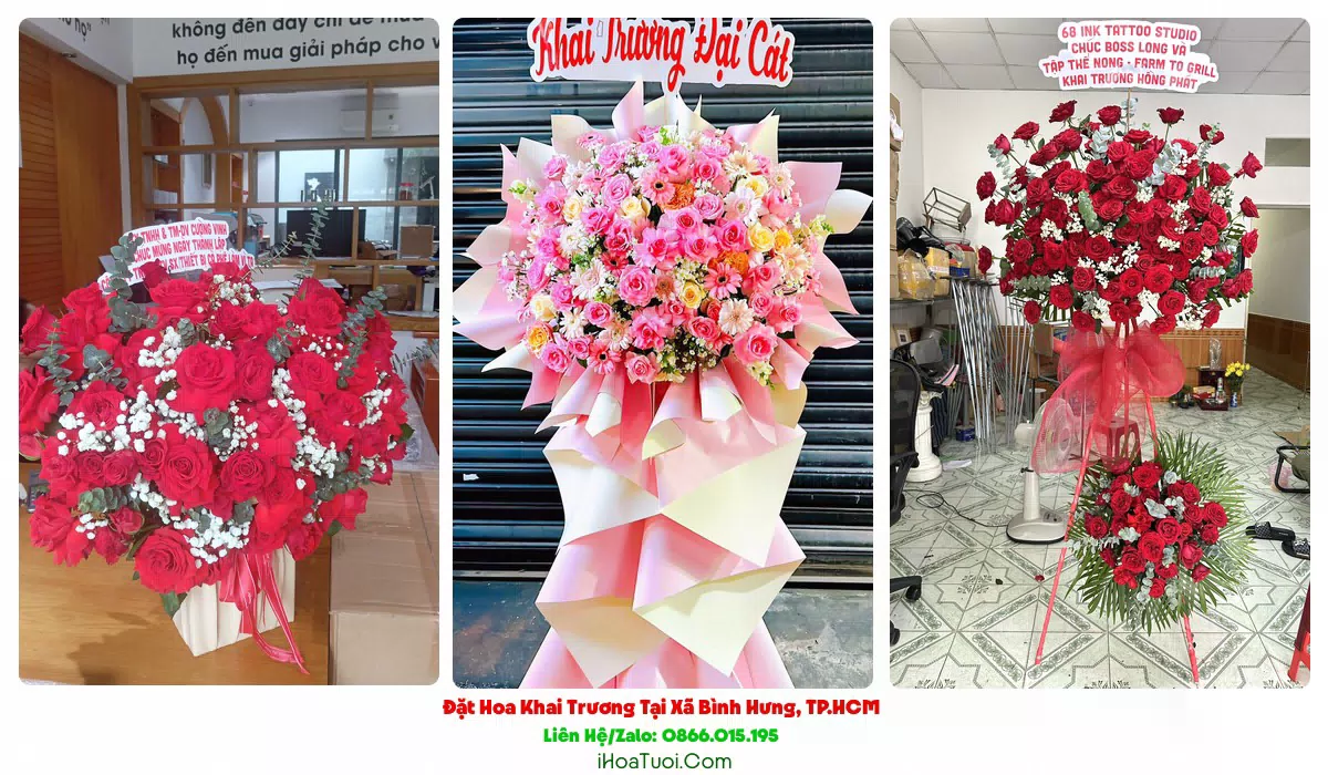 Hoa khai trương tông vàng đỏ giao tại Xã Bình Hưng, TP.HCM