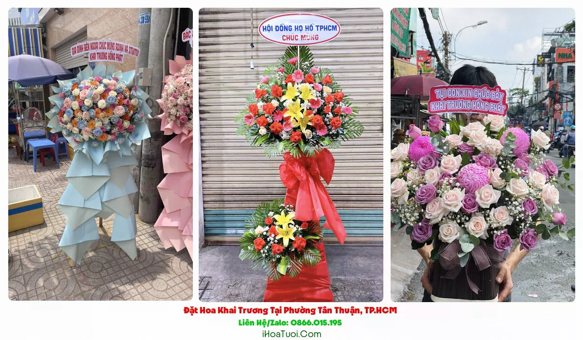Lẵng hoa khai trương Phường Tân Thuận