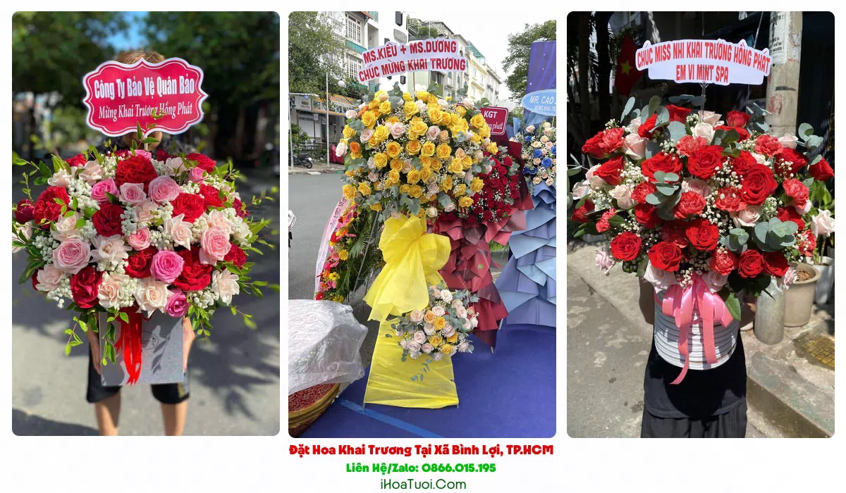 Kệ hoa khai trương 2 tầng tại Xã Bình Lợi