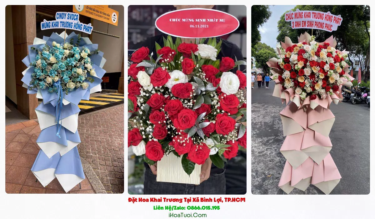 Lẵng hoa khai trương tươi tại Xã Bình Lợi