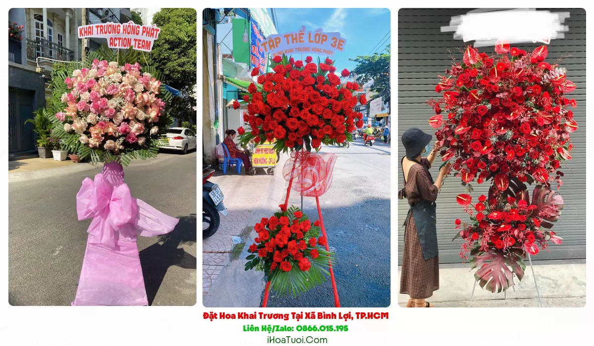 Giỏ hoa khai trương để bàn tại Xã Bình Lợi