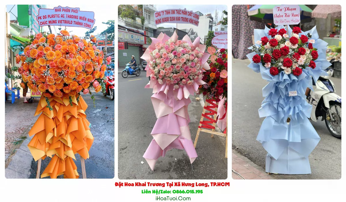 Kệ hoa khai trương Xã Hưng Long