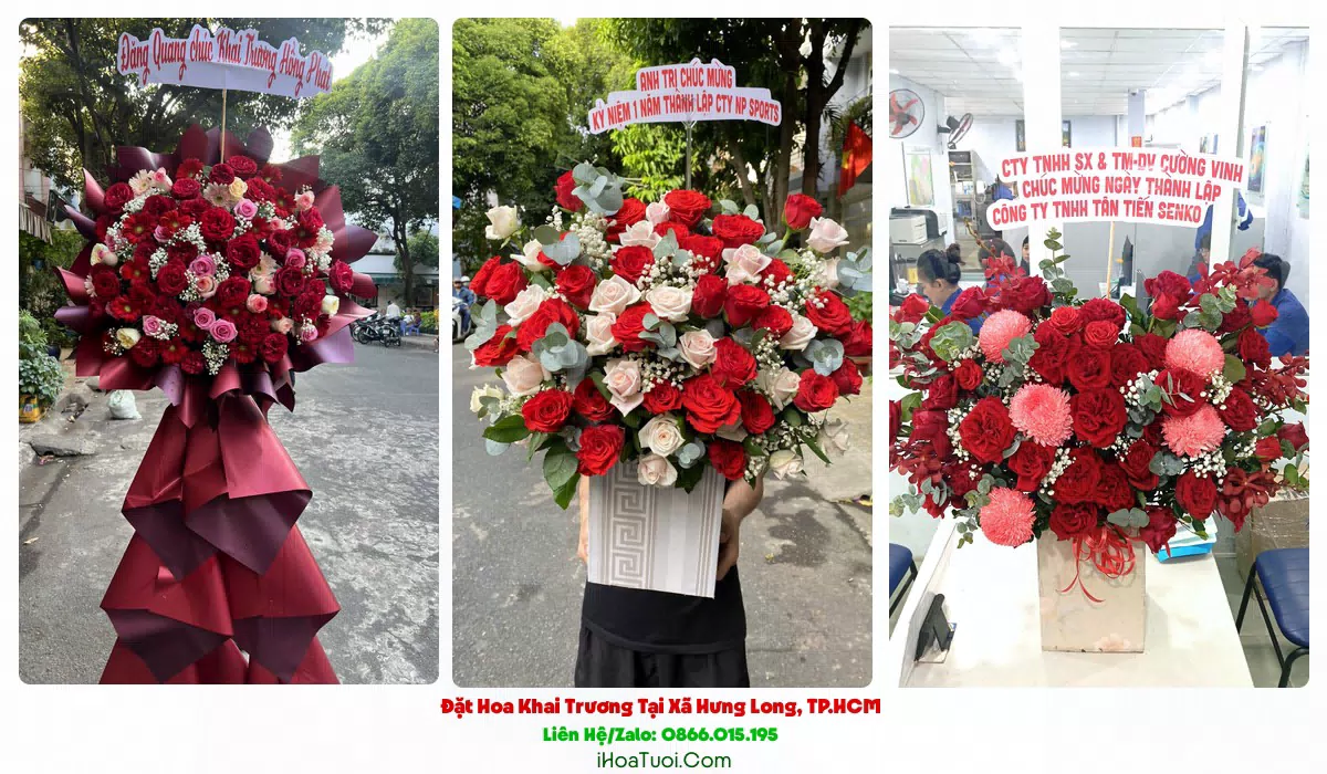 Lẵng hoa chúc mừng khai trương tại Xã Hưng Long