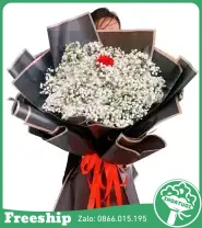 Bó Hoa Baby Tone Trắng Đen Xinh - Mã: I-207 - Giá: 500.000đ