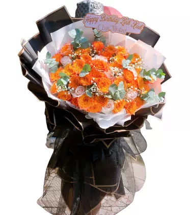 Bó Hoa Hồng Cam Rực Rỡ Chúc Mừng Sinh Nhật