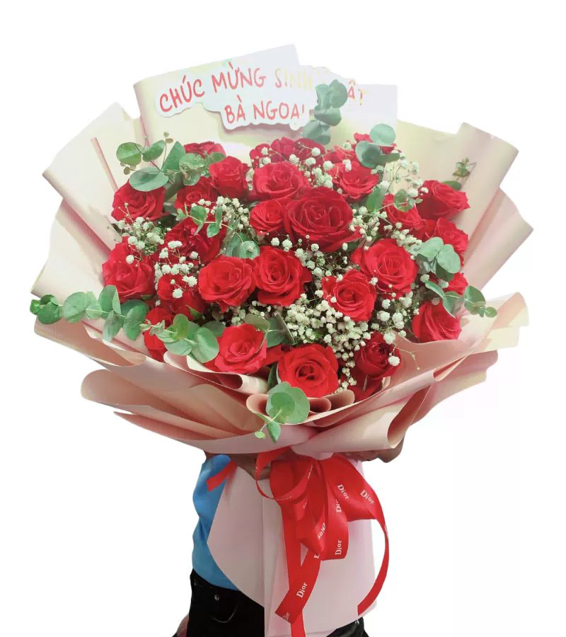 Bó Hoa Hồng Đỏ Chúc Mừng Sinh Nhật Bà Ngoại