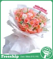 Bó Hoa Lớn Tone Cam Nhạt Đẹp Gửi Tặng Tình Yêu - Mã: I-205 - Giá: 1.300.000đ
