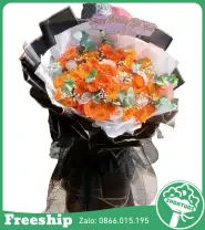 Bó Hoa Mừng Sinh Nhật Tone Cam Đen - Mã: I-209 - Giá: 900.000đ