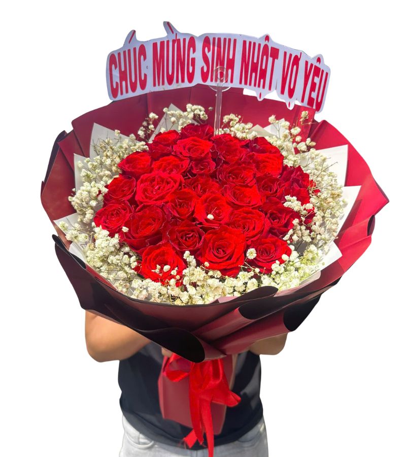 Bó Hoa Tặng Vợ Yêu Tone Đỏ