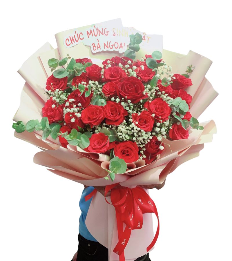 Bó Hoa Tone Đỏ Gửi Chúc Sinh Nhật