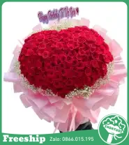 Bó Hoa Trái Tim Khổng Lồ Tone Đỏ Rực Tặng Vợ - Mã: I-227 - Giá: 3.000.000đ